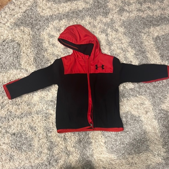 Under armour Black and red zipper hooded fleece jacket - Picture 1 of 3
